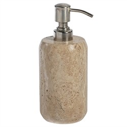 Selene Coastal Beach Beige Travertine Marble Soap & Lotion Dispenser