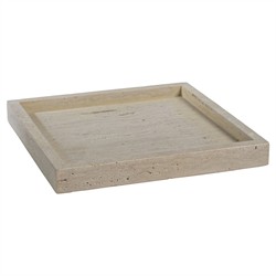 Selene Coastal Beach Beige Travertine Marble Tray