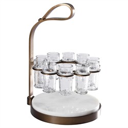 Tristan Modern Tequila Shot Glass White Marble Cutting Board Set