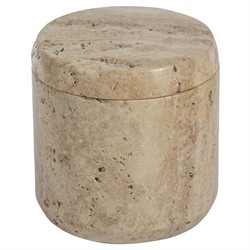 Selene Coastal Beach Beige Travertine Marble Canister