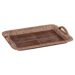 Livia Updated Traditional Brown Leather Serving Tray - Small