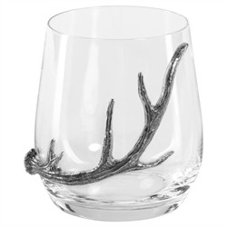 David Modern Classic Pewter Antler Stemless Glass - Set of 2