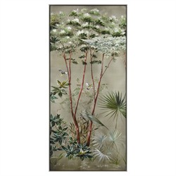 John Richard Montrose Vignette Green Botanical Silver Frame Painting II - 90x41