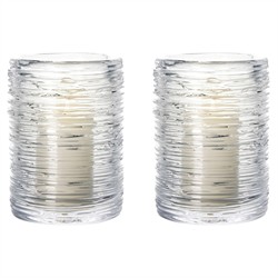 Simon Pearce Echo Lake Modern Classic Glass Hurricane Candleholder - Set of 2