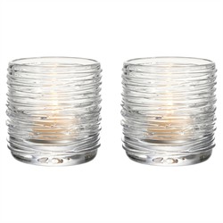 Simon Pearce Echo Lake Modern Classic Glass Tealight Candleholder - Set of 2