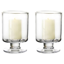 Simon Pearce Nantucket French Country Glass Hurricane Candleholder - Set of 2