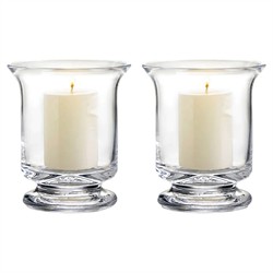 Simon Pearce Revere French Country Glass Hurricane Candleholder - Set of 2