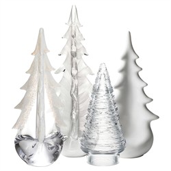 Simon Pearce Merry Bright Forest Modern Classic Glass Evergreen Trees - Set of 4