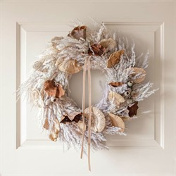 Adelise Coastal Beige Pampas Grass Mushroom Wreath - 18&quot;
