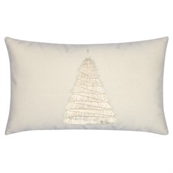 Holly Modern Classic Cream Velvet Fringe Tree Performance Throw Pillow - 12x20