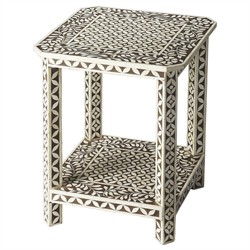 Clio Modern Classic Brown Cream Bone Inlay Side Table
