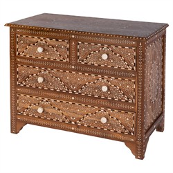 Bree Updated Traditional Brown Teak Bone Inlay Dresser