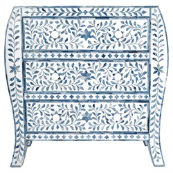Casimir Coastal Beach Blue White Bone Inlay Dresser