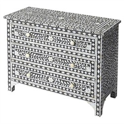 Vivianna Modern Classic Black White Mother Of Pearl Dresser