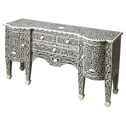 Vivianna Modern Classic Black White Bone Inlay Sideboard