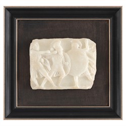 John Richard Hellenistic Relief White Soldier Black Frame Mixed Media I - 16x17