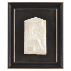 John Richard Hellenistic Relief White Figure Black Frame Mixed Media III - 17x15