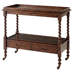 Paige Updated Traditional Brown Mahogany Wood Bar Cart