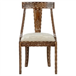 Lane Updated Traditional Brown Wood Bone Inlay Dining Chair