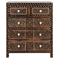 Lane Updated Traditional Brown Wood Bone Inlay Chest