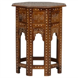 Lane Updated Traditional Brown Wood Bone Inlay Side Table