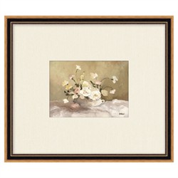Silvan French Country Beige Floral Bouquet Gold Frame Painting - 11x13
