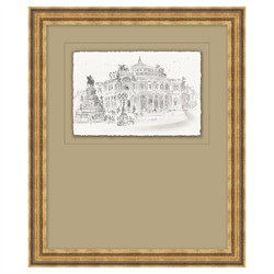 Saffira French Country Architecture Antique Gold Frame Illustration 1 - 18x15