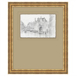 Saffira French Country Architecture Antique Gold Frame Illustration 2 - 18x15