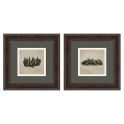 Anselm Rustic Grey Forest Dark Walnut Frame Diptych Illustration - 14x14