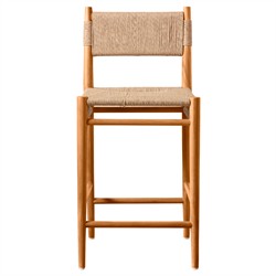 Almira Coastal Beach Natural Teak Wood Woven Outdoor Counter Stool