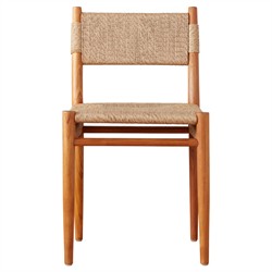 Almira Coastal Beach Natural Teak Woven Outdoor Dining Chair