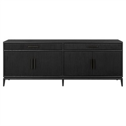 Rosal Modern Classic Black Oak Woven Rush Sideboard