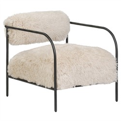 Fenn Modern Classic Champagne Fur Black Iron Arm Chair
