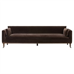 Harlin Updated Traditional Surrey Cocoa Velvet Sofa - 96"