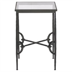 Ceasar French Country Hammered Gunmetal Square End Table - 13"