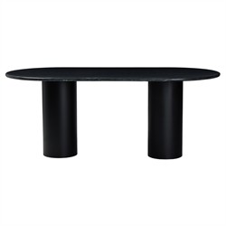 Gary Modern Classic Black Marble Oval Dining Table - 78''