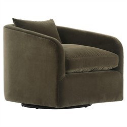 Perrin Modern Classic Surrey Olive Velvet Swivel Barrel Chair