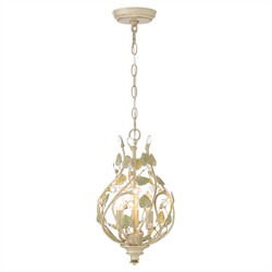 Ava French Country Champagne Green Leaf Crystal Mini Chandelier