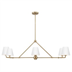 Isaiah Updated Traditional White Steel Shade 6 Light Linear Chandelier