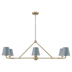 Isaiah Updated Traditional Blue Steel Shade 6 Light Linear Chandelier