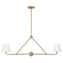 Isaiah Updated Traditional White Steel Shade 2 Light Linear Chandelier