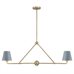 Isaiah Updated Traditional Blue Steel Shade 2 Light Linear Chandelier