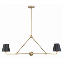 Isaiah Updated Traditional Black Steel Shade 2 Light Linear Chandelier