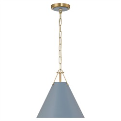 Isaiah Updated Traditional Blue Steel Shade 1 Light Mini Pendant