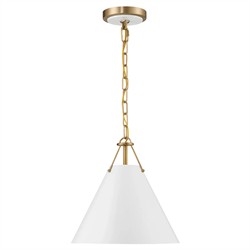 Isaiah Updated Traditional White Steel Shade 1 Light Mini Pendant