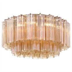 Corin Updated Traditional Amber Glass Aged Brass 7 Light Flush Mount