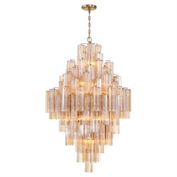 Corin Updated Traditional Amber Glass Aged Brass 20 Light Chandelier
