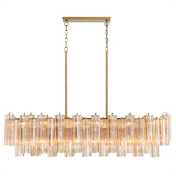 Corin Updated Traditional Amber Glass 14 Light Linear Chandelier