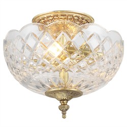 Cassandra Updated Traditional Crystal Bowl Brass 2 Light Semi Flush Mount