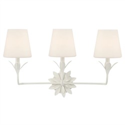 Liora Updated Traditional White Silk Shade Steel 3 Light Bath Sconce